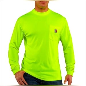 2 For 1 Package Mens Force Color Enhanced Long-Sleeve T-Shirt Green & Orange (L)